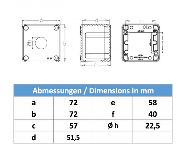 Tastergehäuse Aufbaugehäuse für 1 Taster